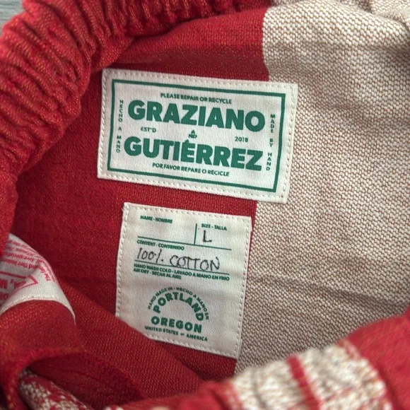Graziano and Gutierrez Red And Tan Shorts Cotton RARE Small/Medium/Large Woven - Picture 12 of 12